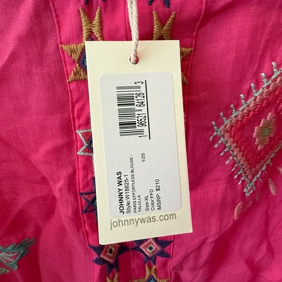 Johnny Was Fuchsia Embroidered Top - Picture 3 of 3